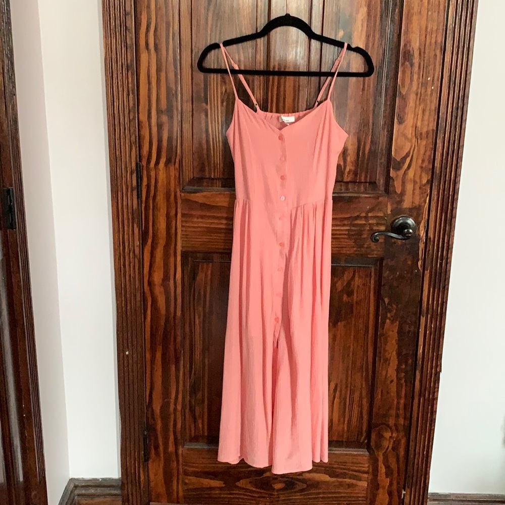 Pink midi dress with button detail